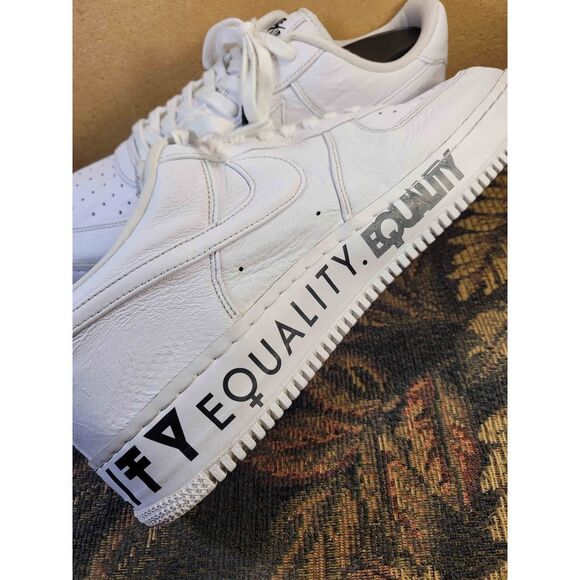 Men's Nike White and Black Air Force 1 Low CMFT 'Equality'- Size 13 - Picture 7 of 14